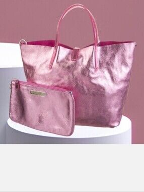NEW TIFFANY & CO  Pink Women's Reversible Suede And Pink Metallic Bag